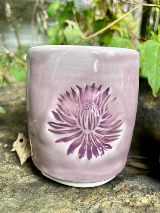 Set of Three Purple Chrysanthemum Cups