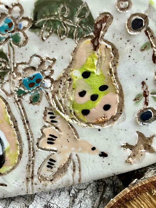 Bird and Pears Decorative Tile