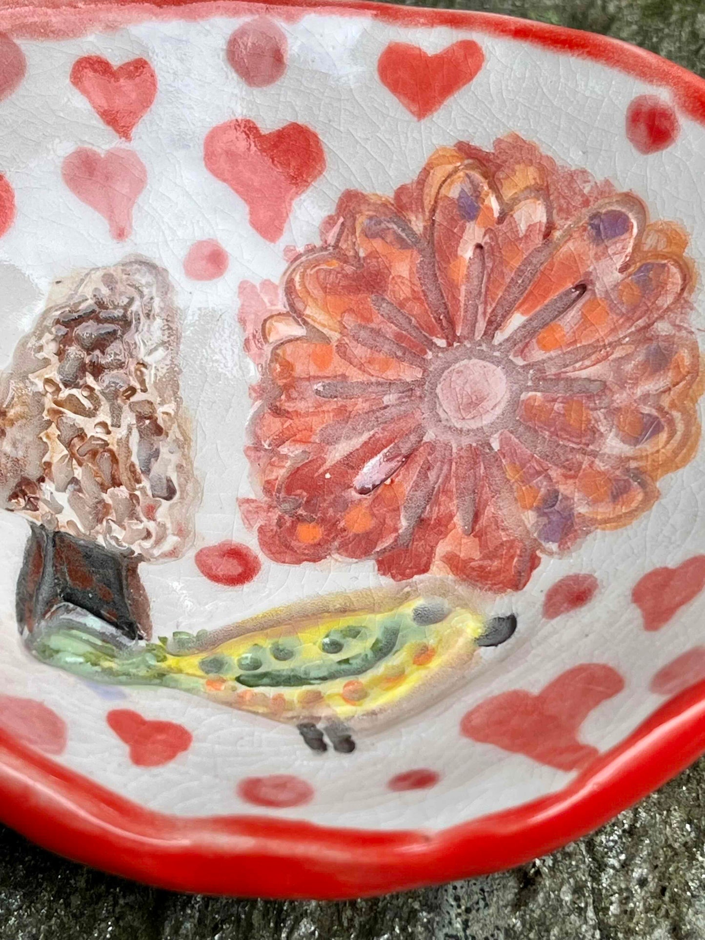 Small Bird and Mushroom RIng Dish