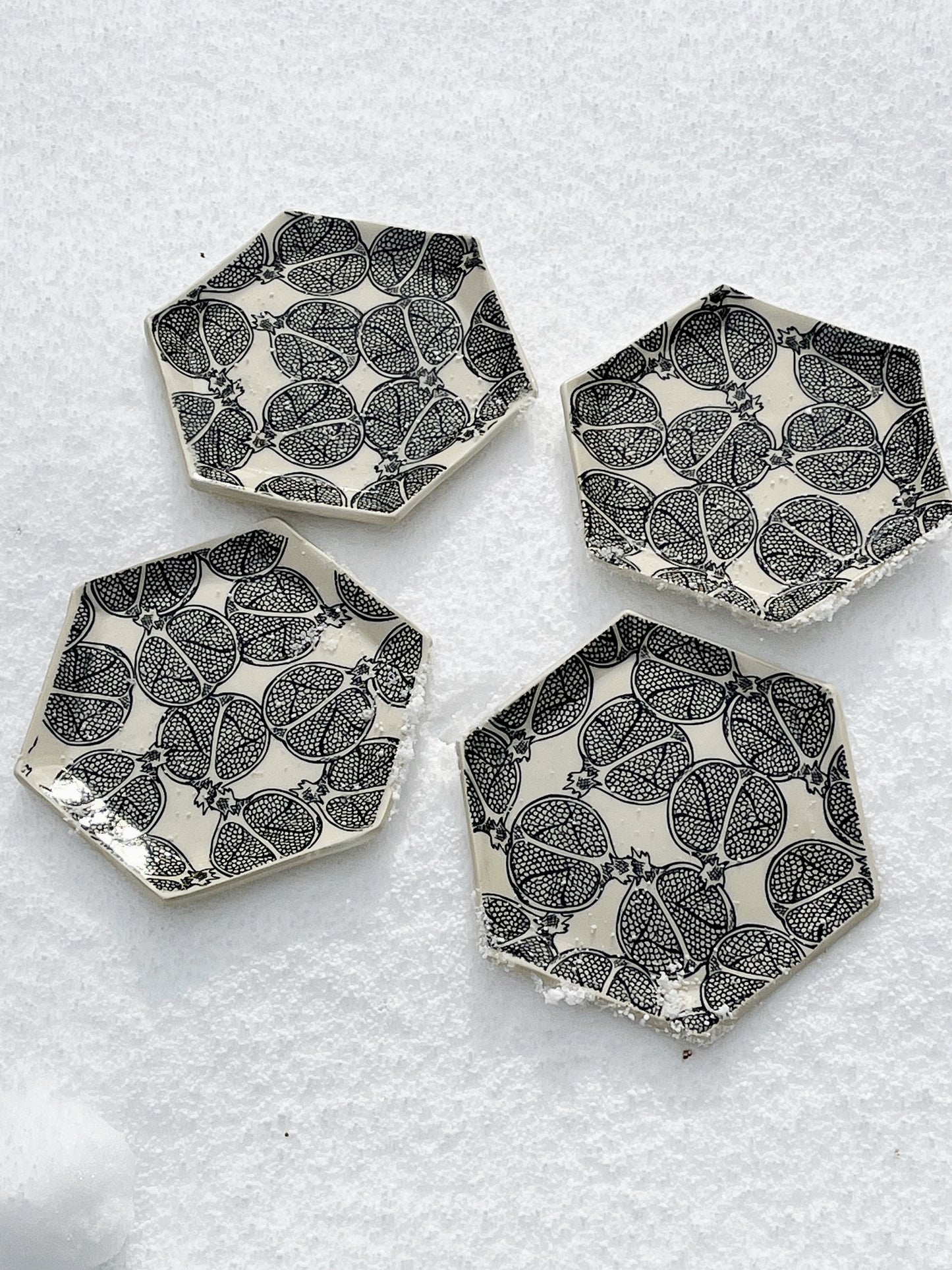 Set of Four Pomegranate Plates
