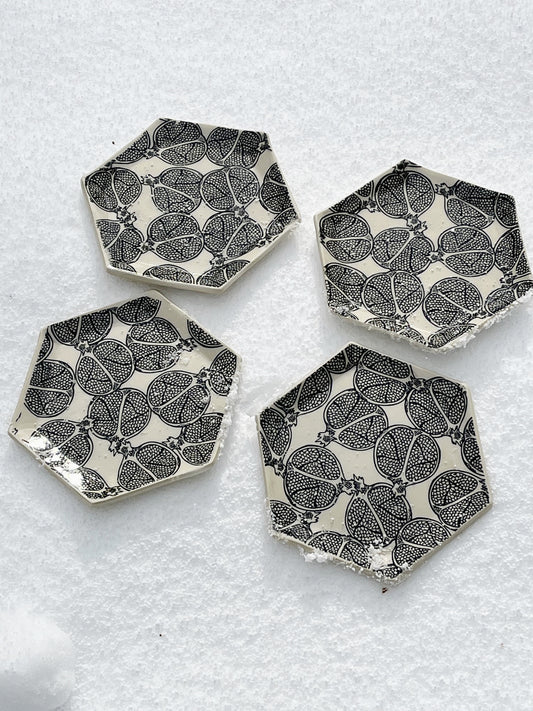 Set of Four Pomegranate Plates
