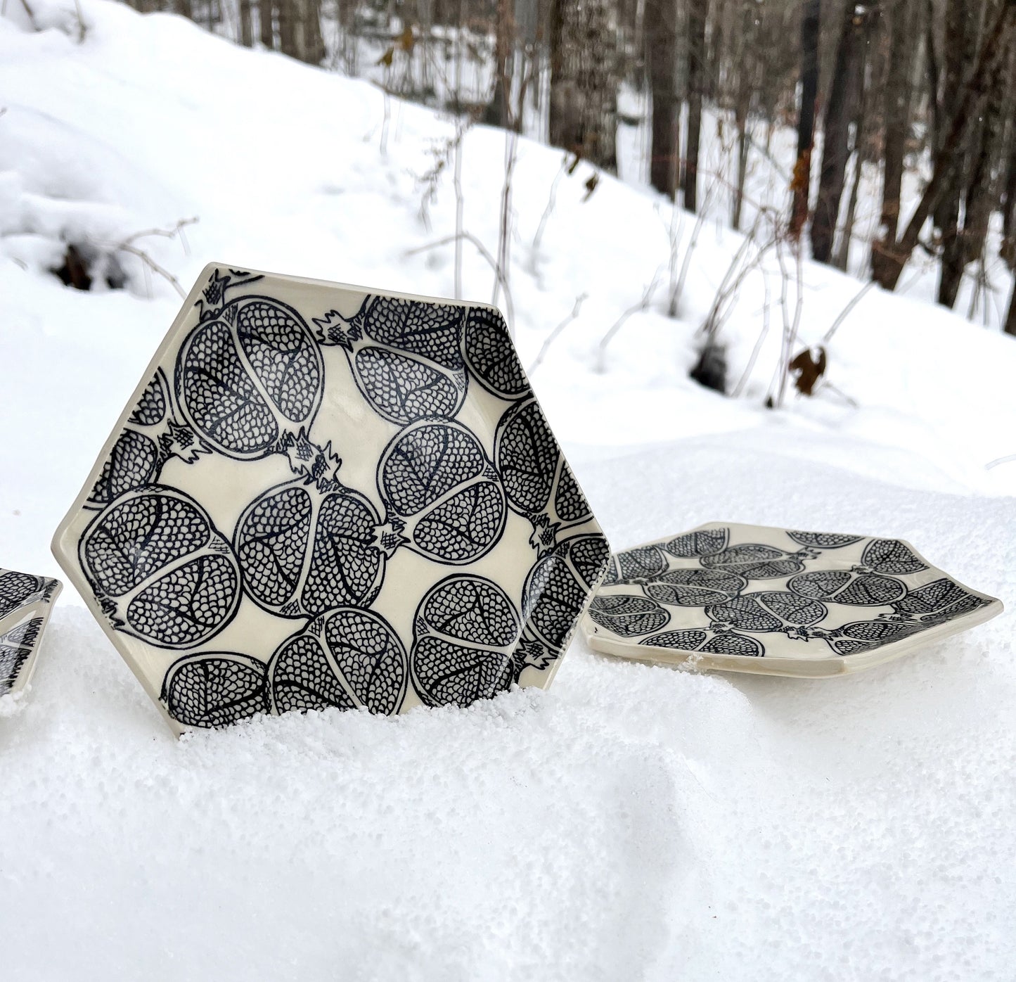 Set of Four Pomegranate Plates