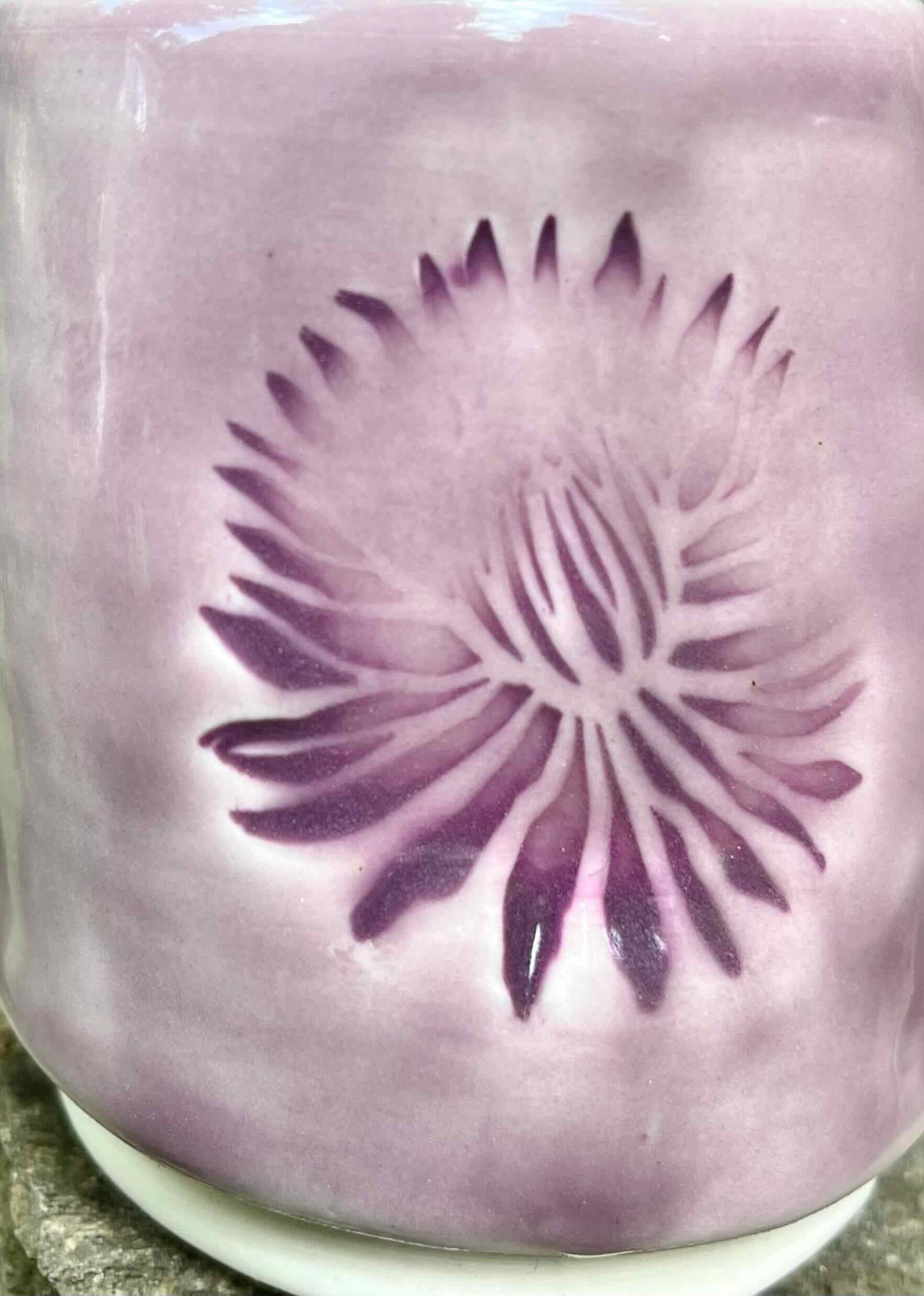 Set of Three Purple Chrysanthemum Cups