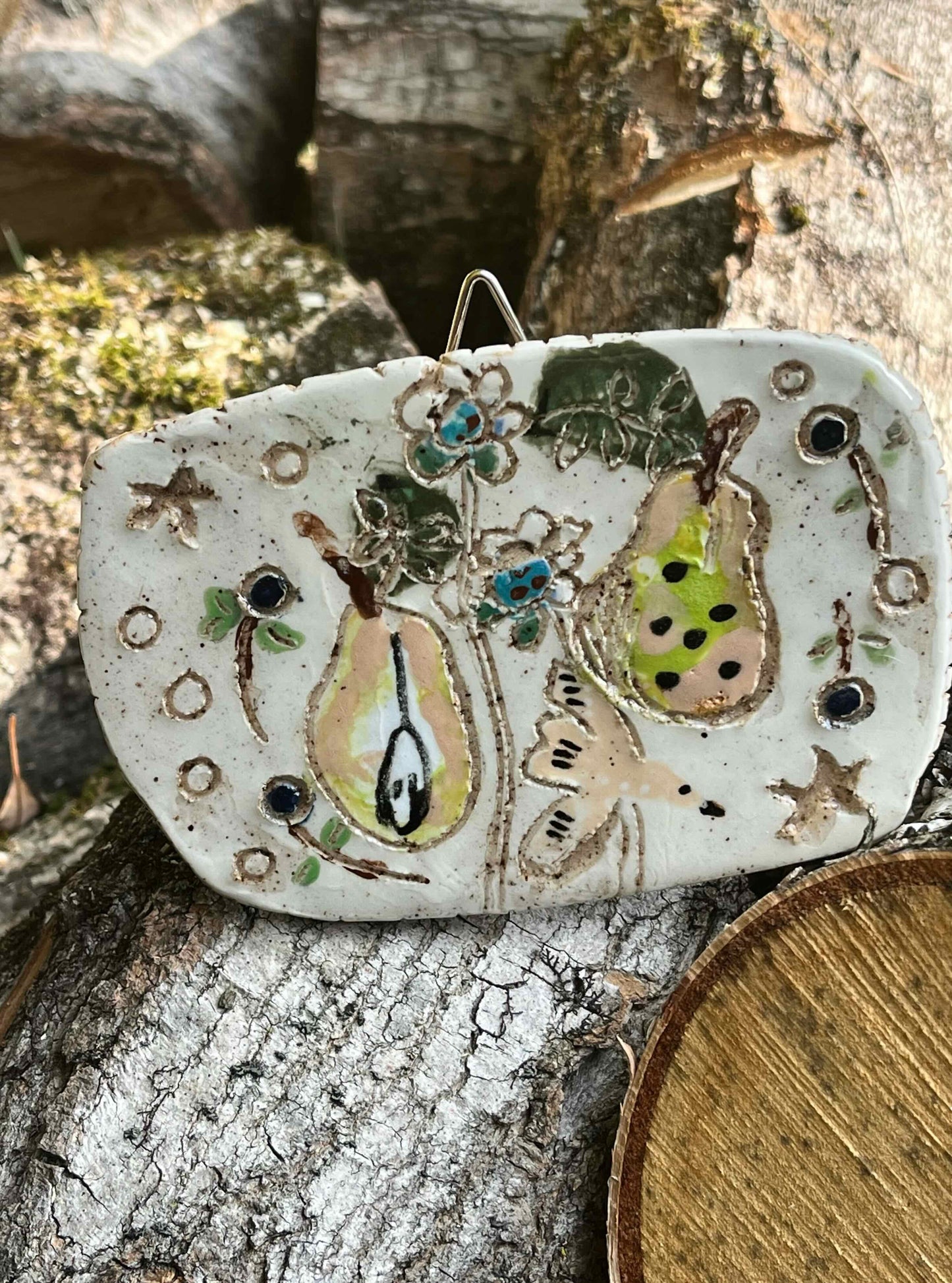 Bird and Pears Decorative Tile