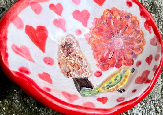 Small Bird and Mushroom RIng Dish